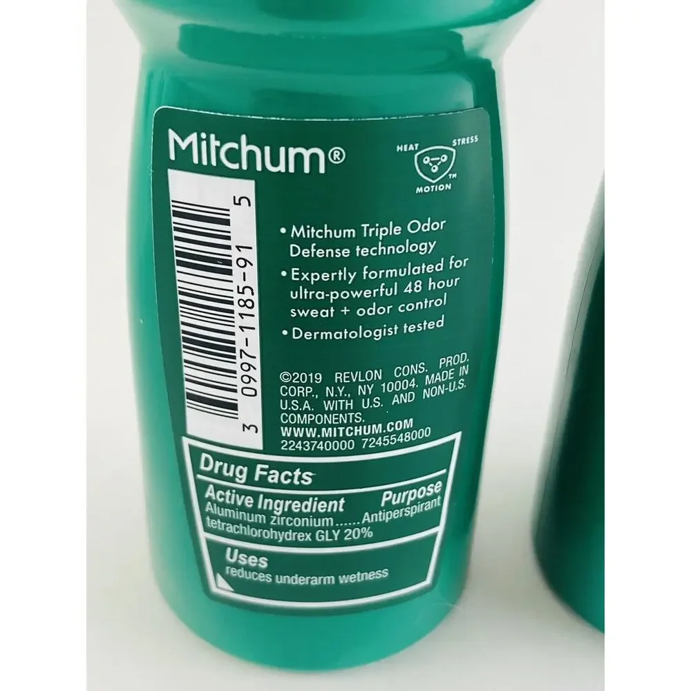 Mitchum Roll-On Antiperspirant and Deodorant for Men, Unscented, 3.4 (Pack of 3)
